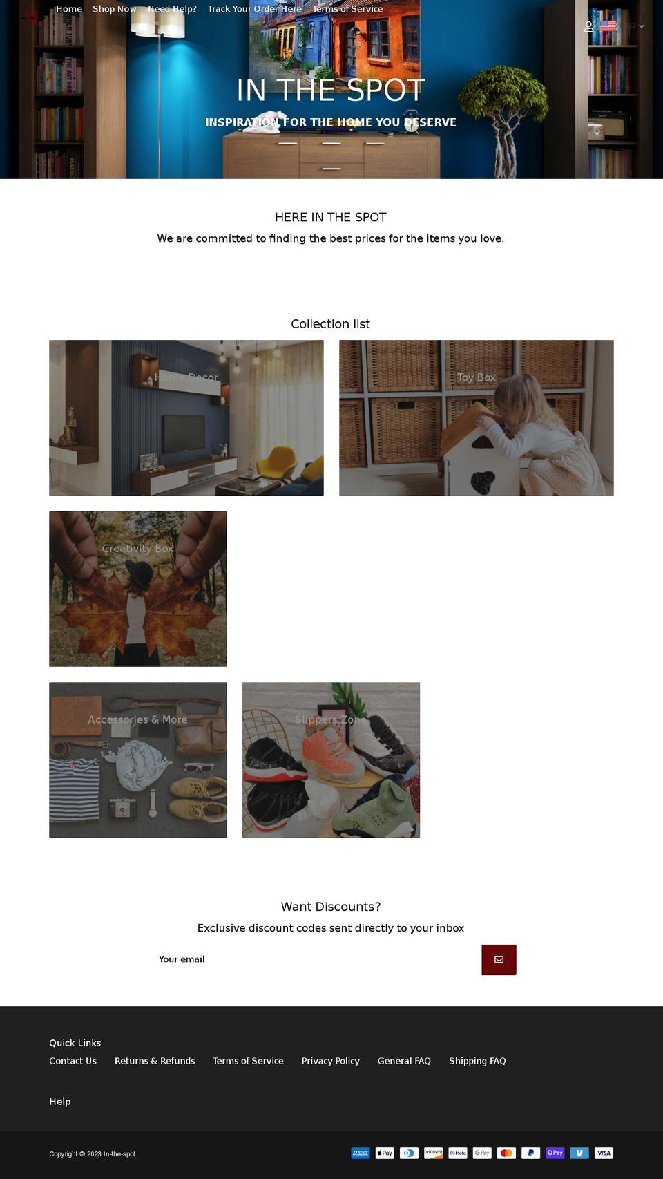 in-the-spot.com shopify website screenshot