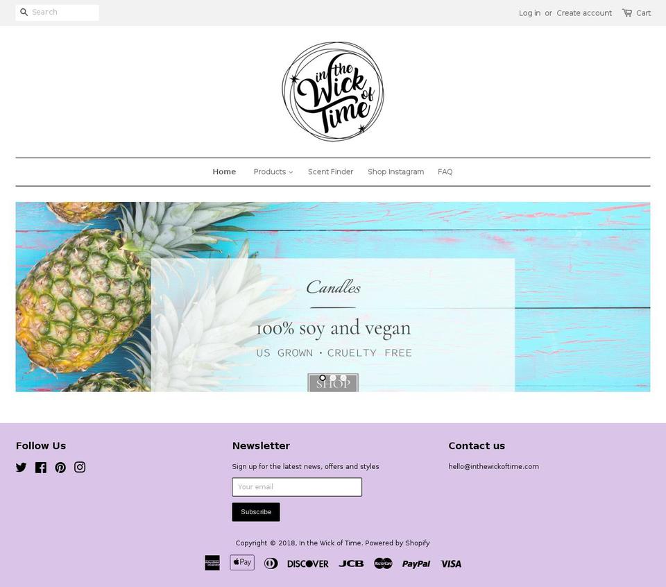 in-the-wick-of-time.myshopify.com shopify website screenshot