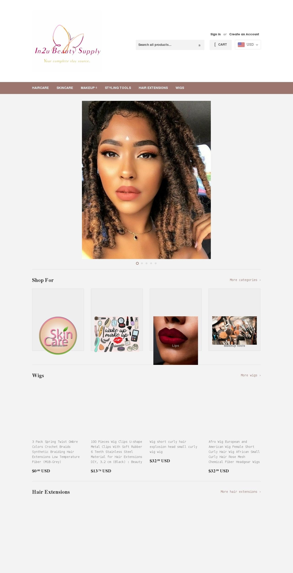 in2ubeautysupply.com shopify website screenshot