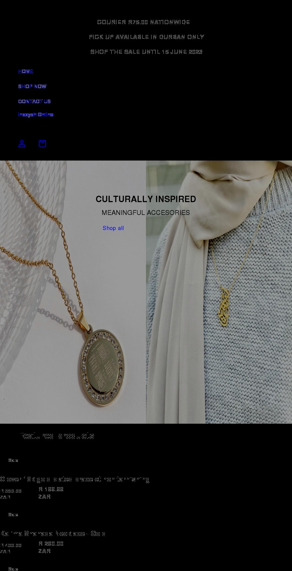 inaayahonline.com shopify website screenshot