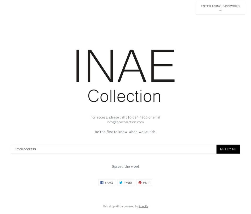 inaecollection.com shopify website screenshot