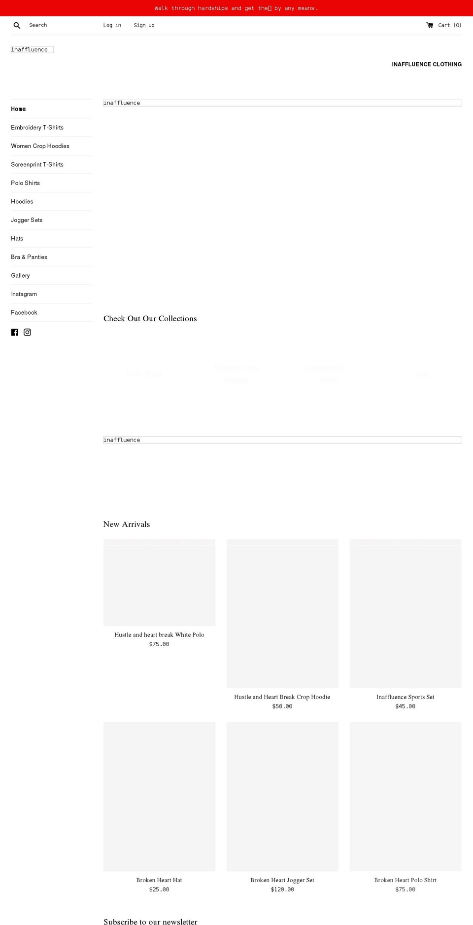 inaffluencellc.com shopify website screenshot