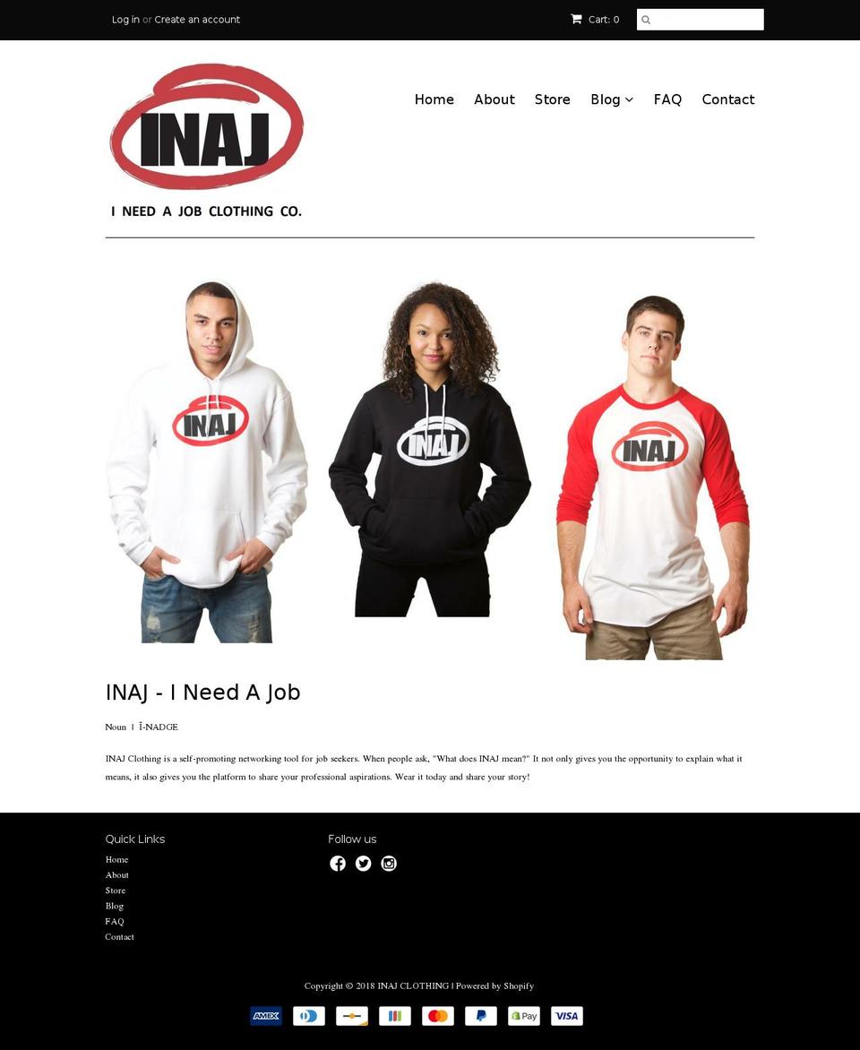 inajclothing.com shopify website screenshot