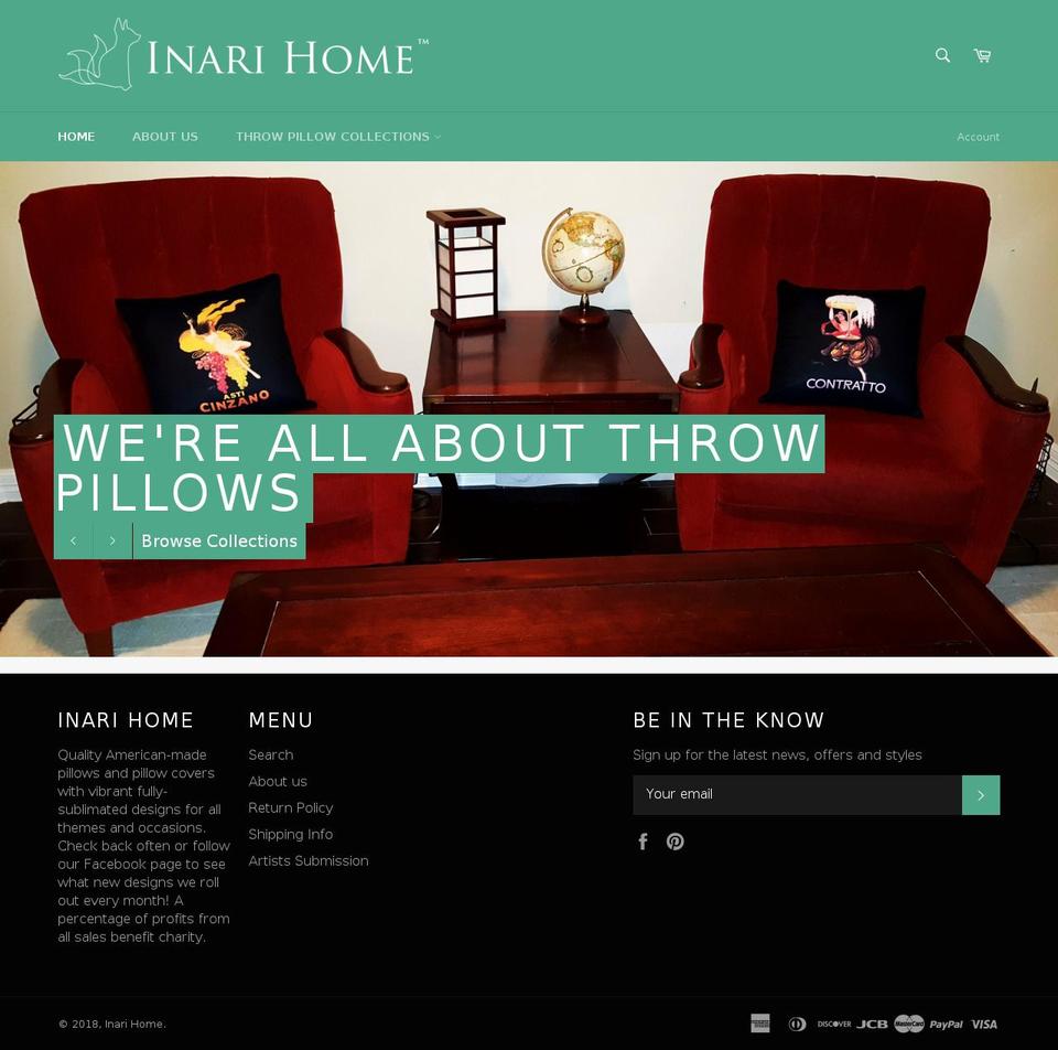 inarihome.com shopify website screenshot