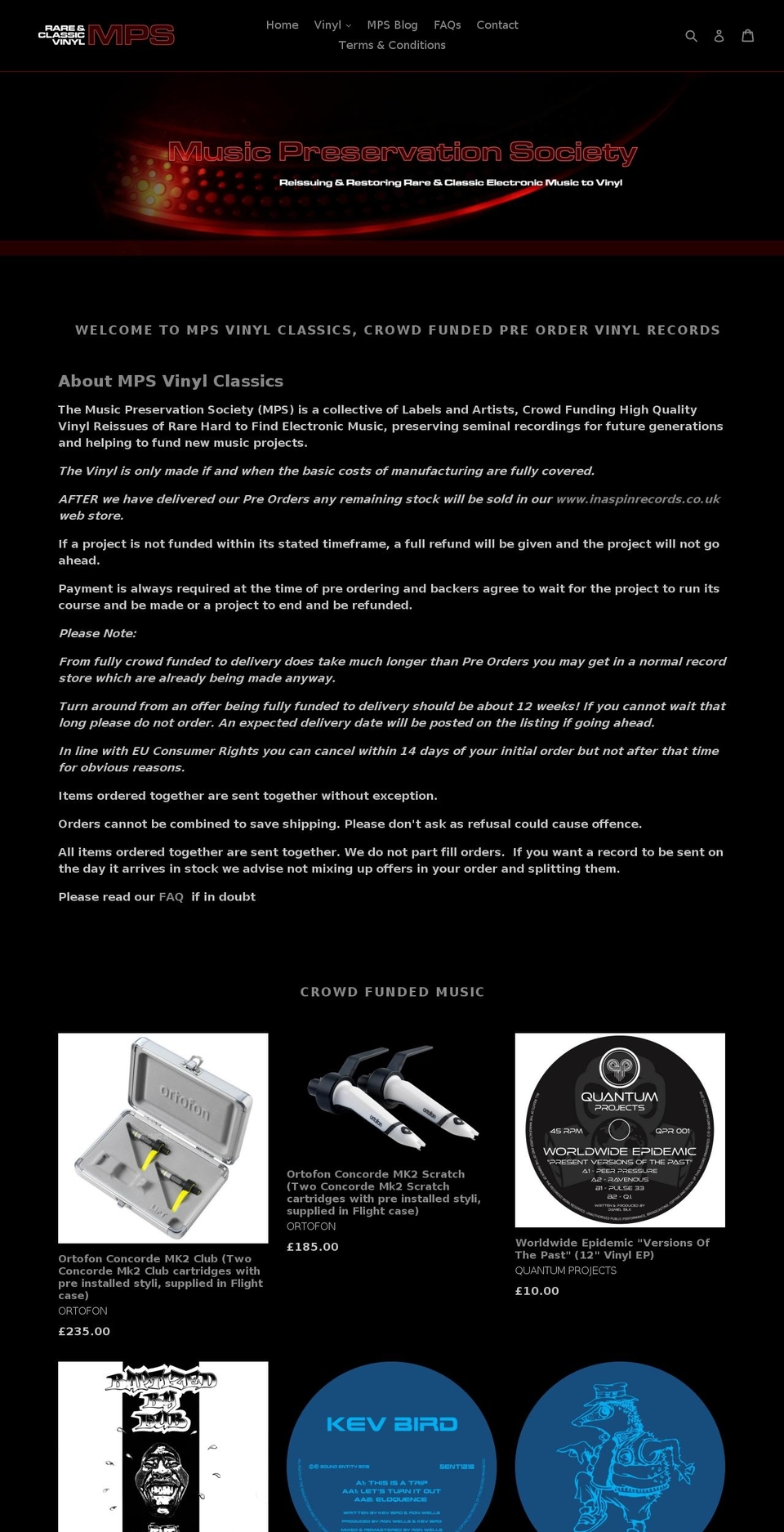 inaspinrecords.com — Shopify storefront screenshot