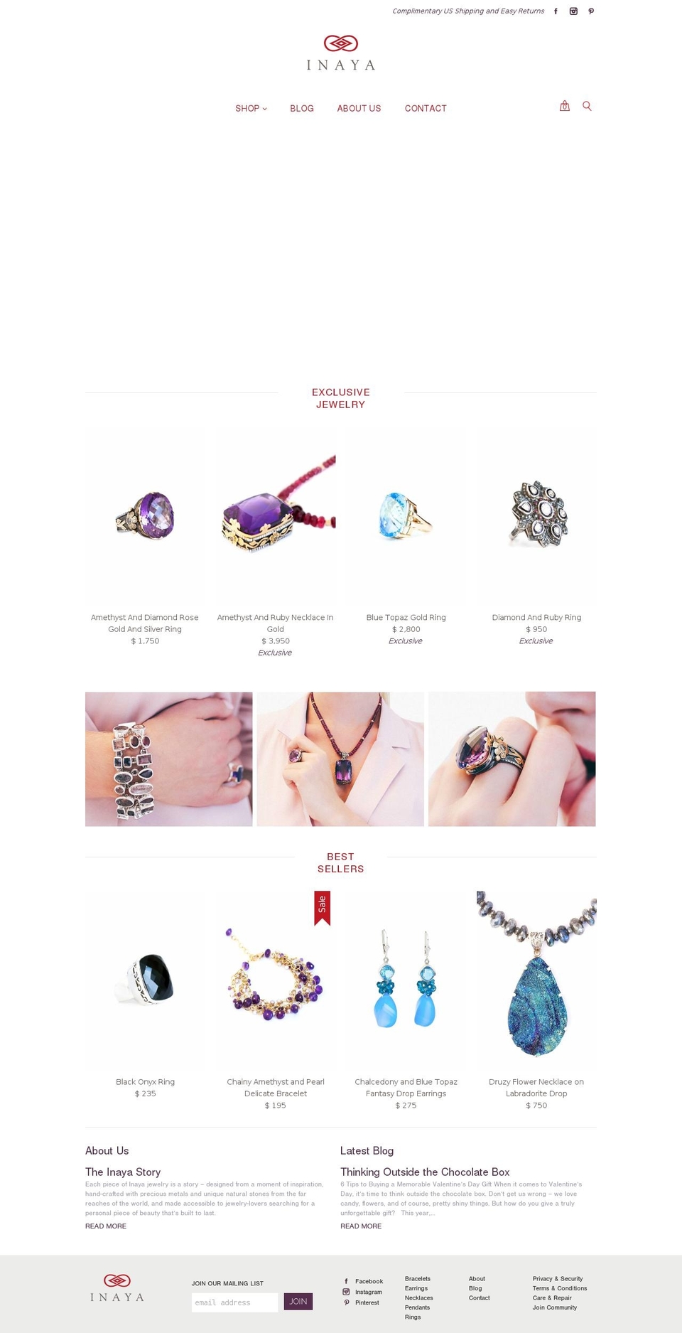 inayajewelry.com shopify website screenshot