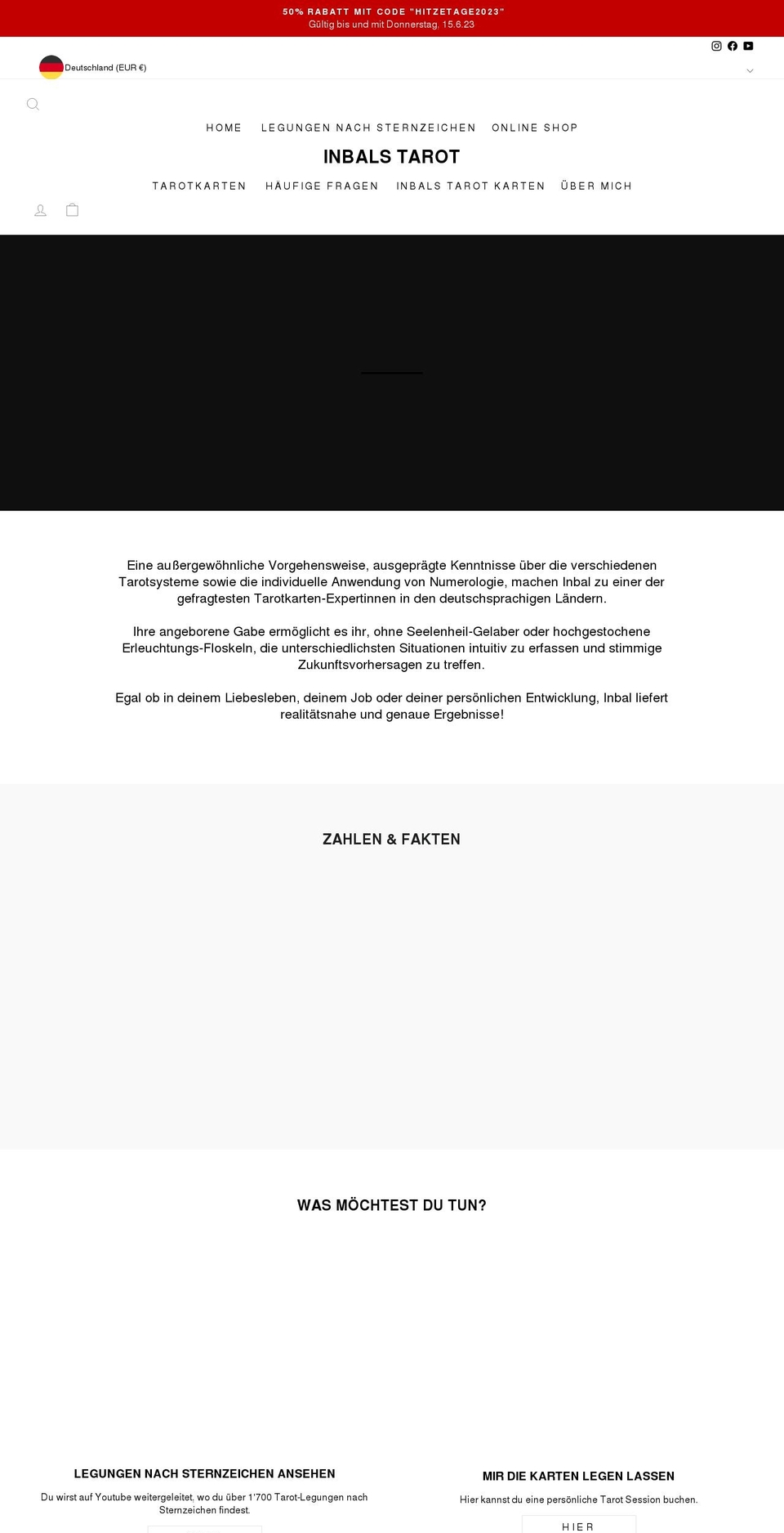 inbalstarot.com shopify website screenshot