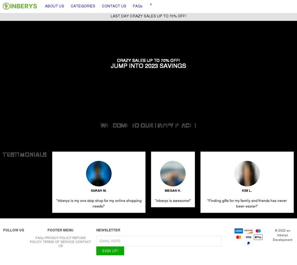 inberys.com shopify website screenshot
