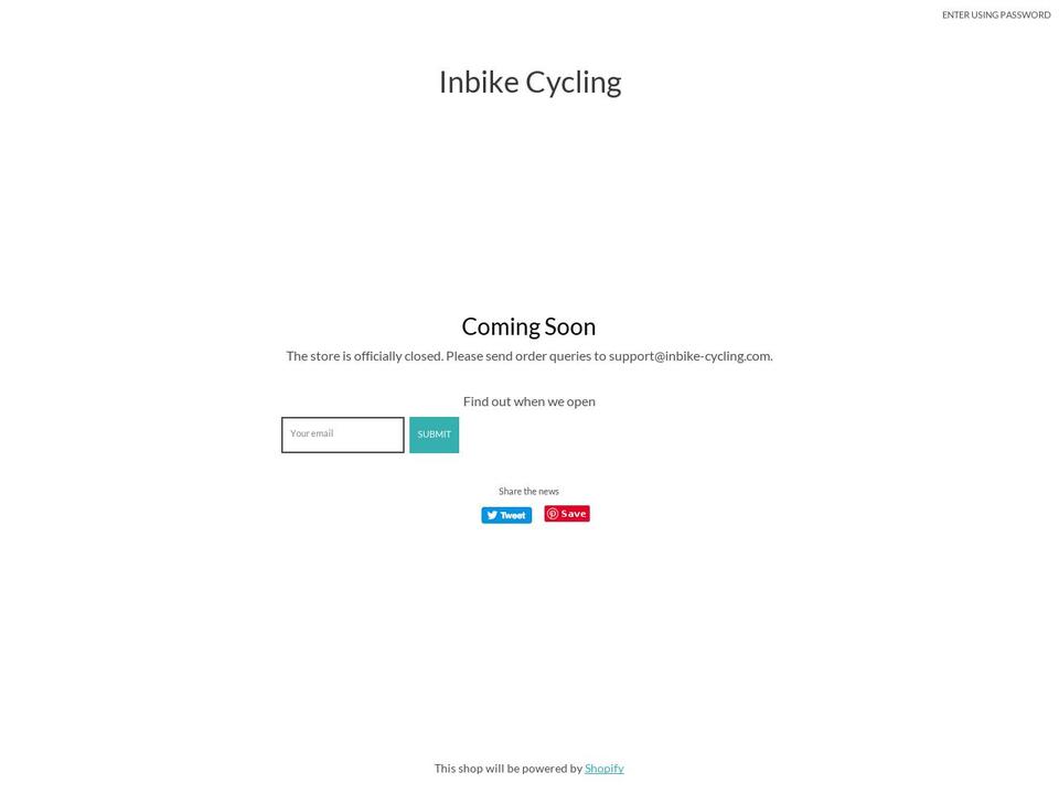 inbike-cycling.com — Shopify storefront screenshot