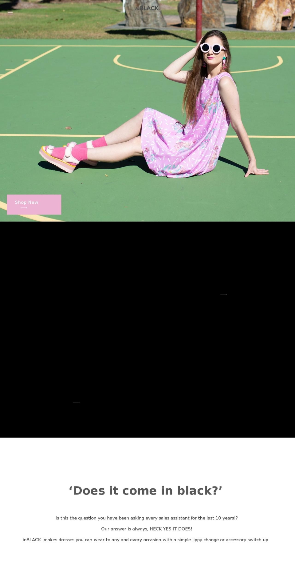 inblackthelabel.com shopify website screenshot