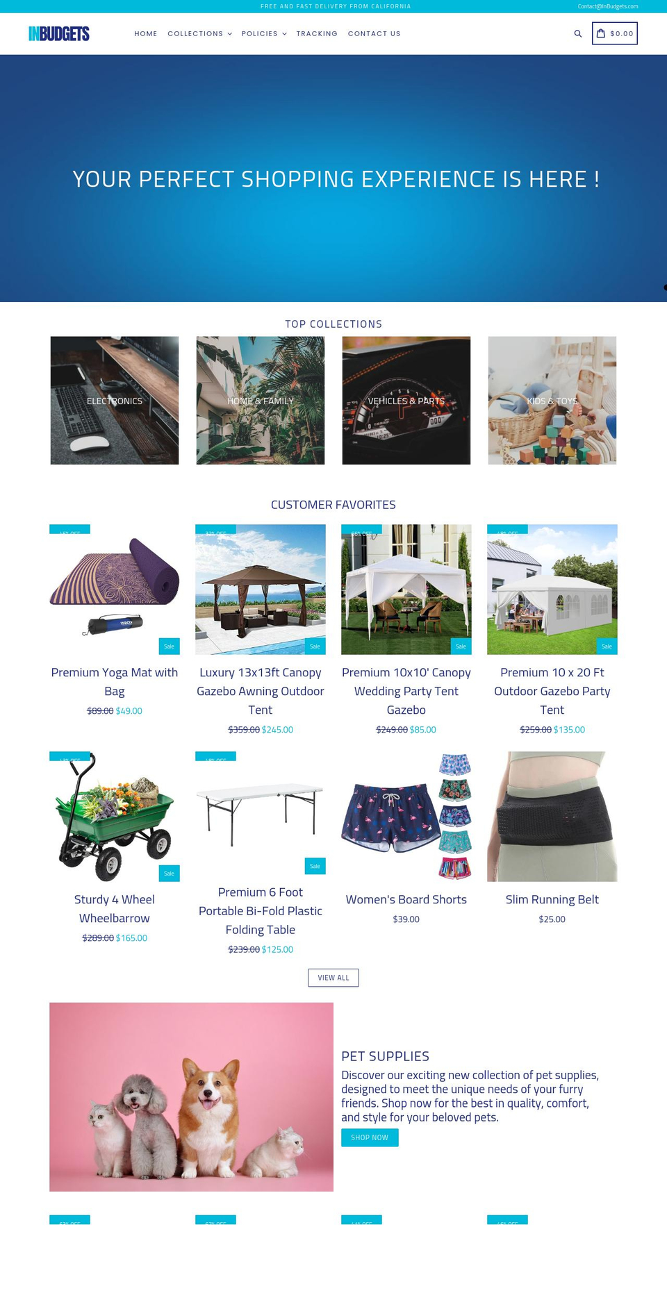 inbudgets.com shopify website screenshot