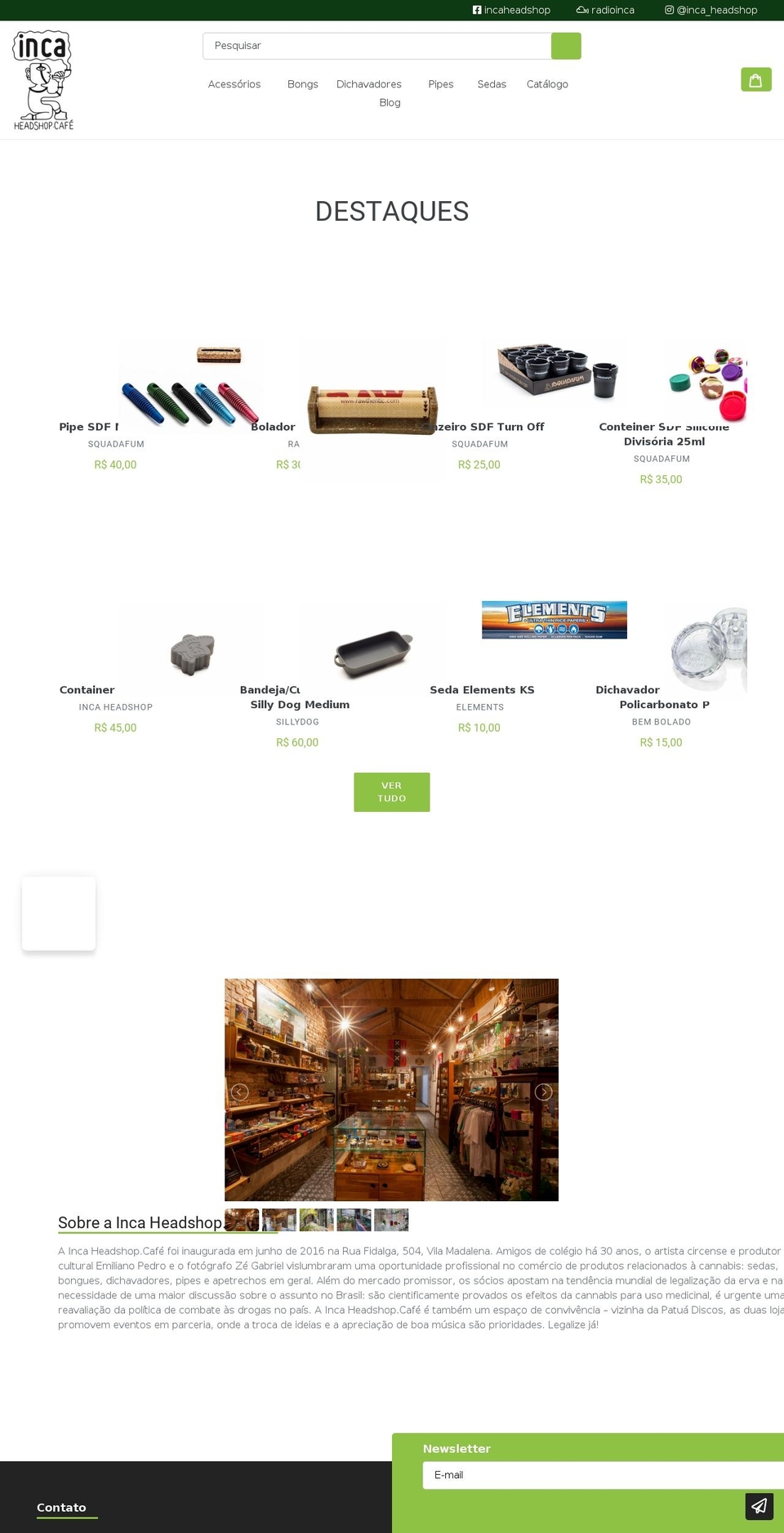 incaheadshop.com.br shopify website screenshot