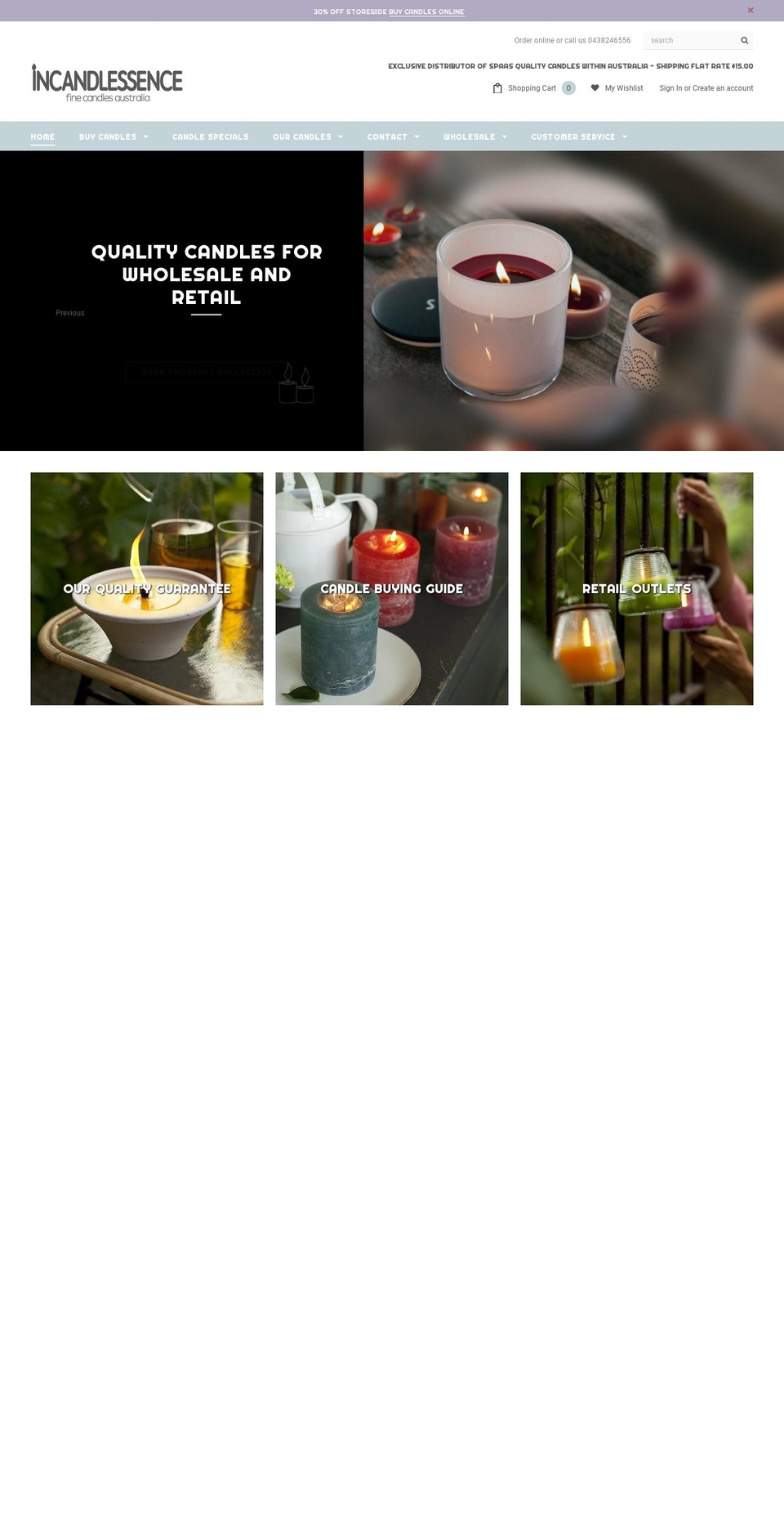incandlessence.com.au shopify website screenshot
