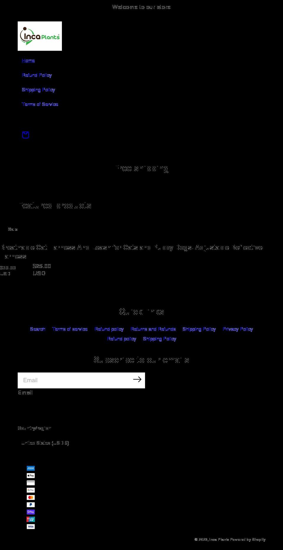 incaplantsshop.com shopify website screenshot