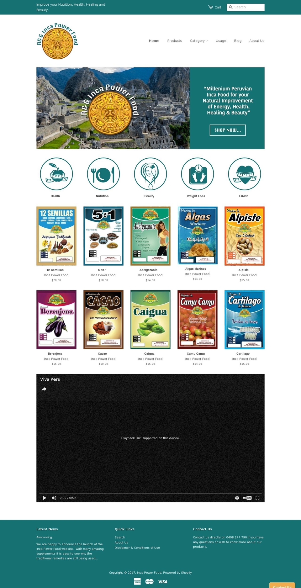 incapowerfood.com shopify website screenshot