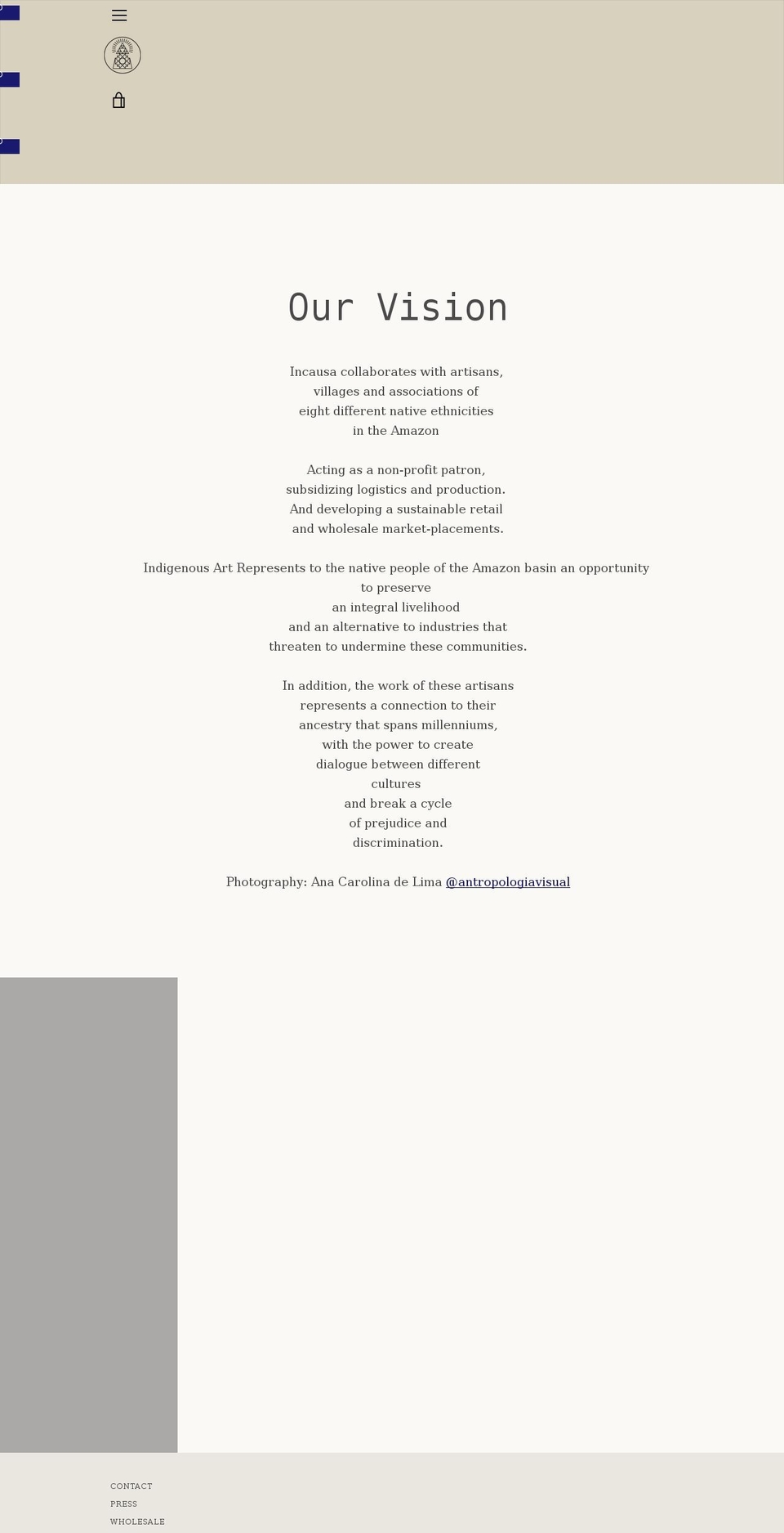 incausa.org shopify website screenshot