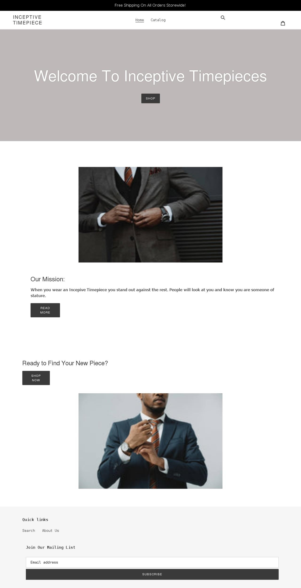inceptivetimepiece.com shopify website screenshot