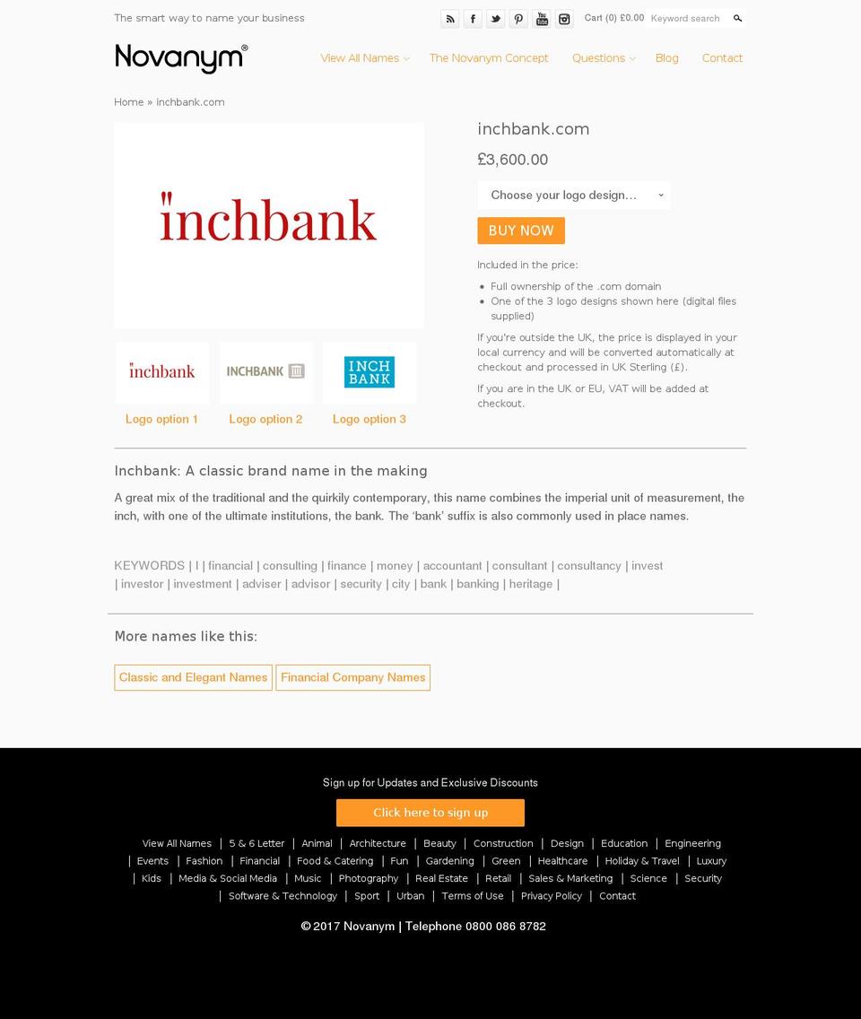 inchbank.com shopify website screenshot