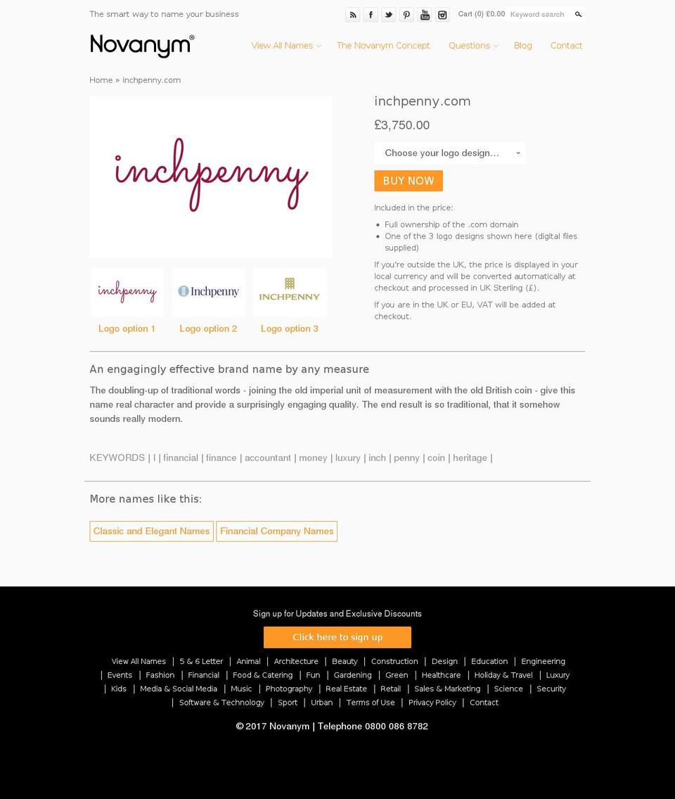 inchpenny.com shopify website screenshot