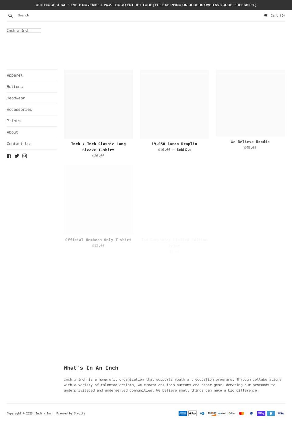 inchxinch.org shopify website screenshot