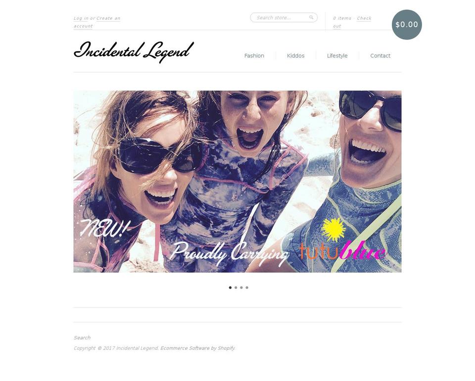 incidentalegend.com shopify website screenshot