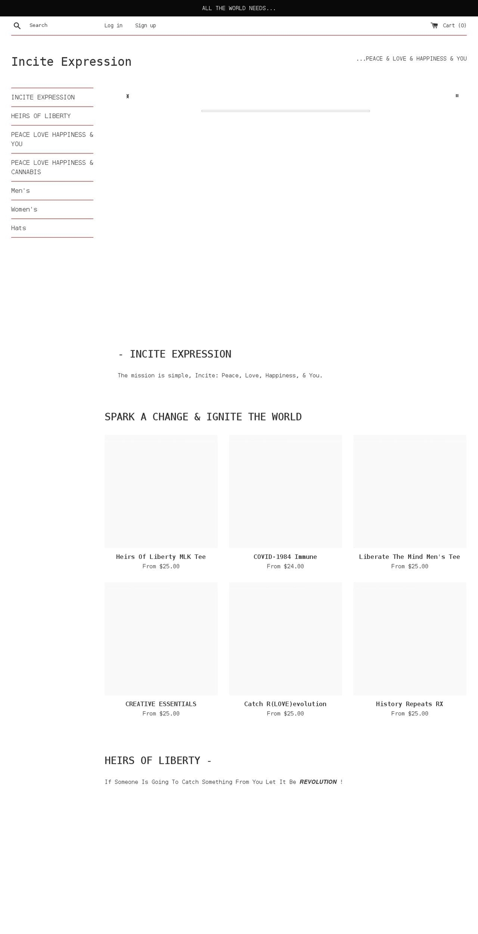 incite-expression.com — Shopify storefront screenshot