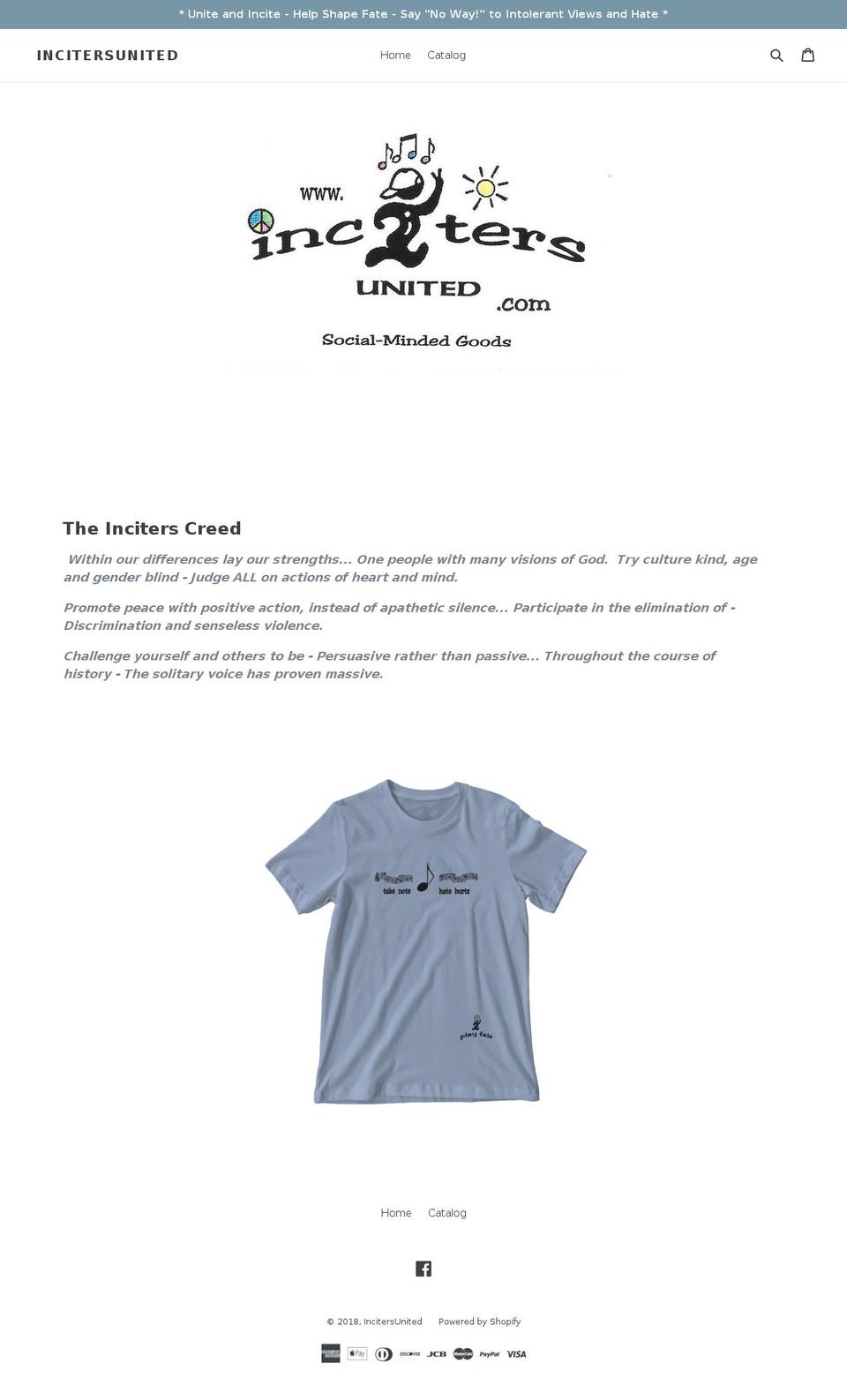 incitersunited.com shopify website screenshot