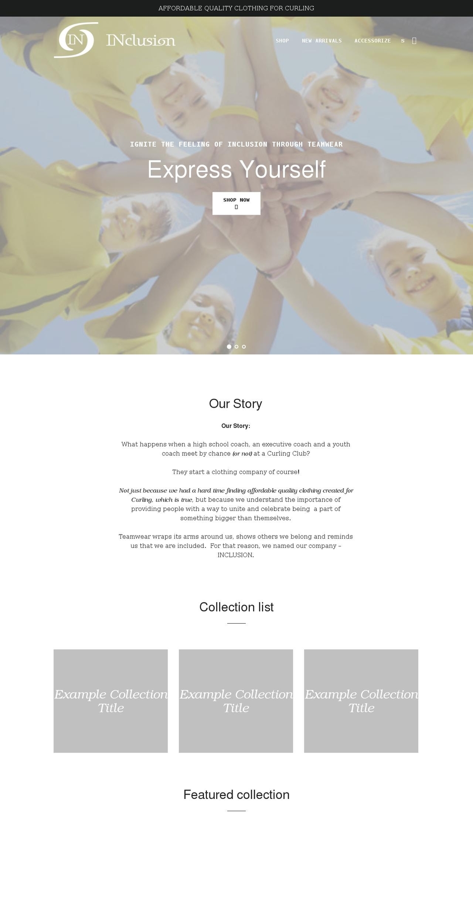 inclusion-apparel.com — Shopify storefront screenshot