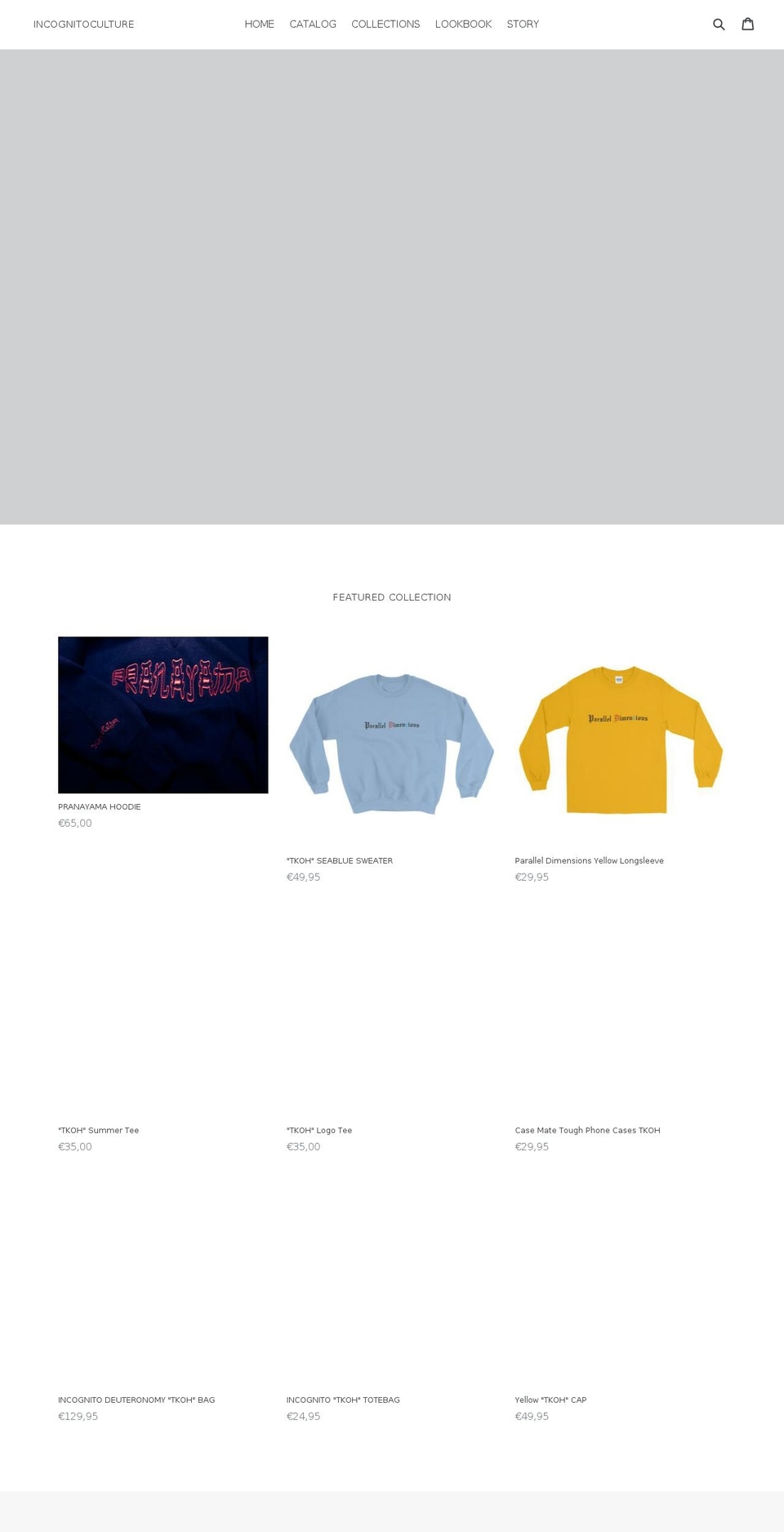 incognitoculture.com — Shopify storefront screenshot
