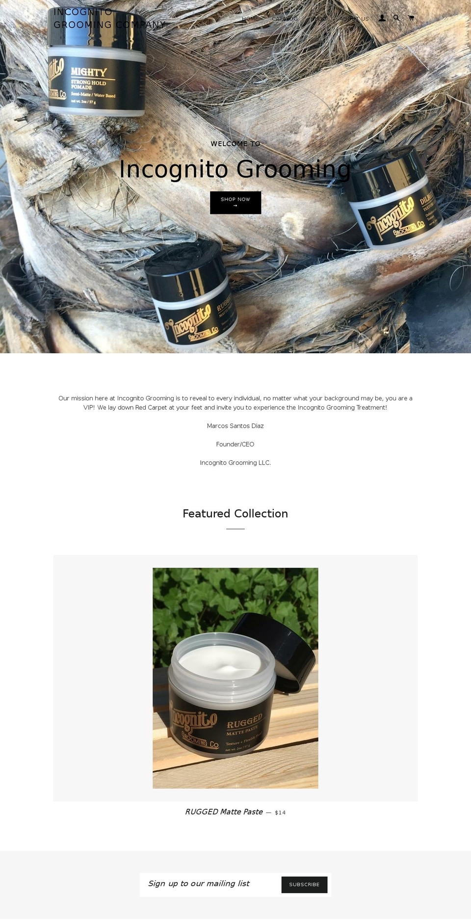 incognitogroomingco.com — Shopify storefront screenshot