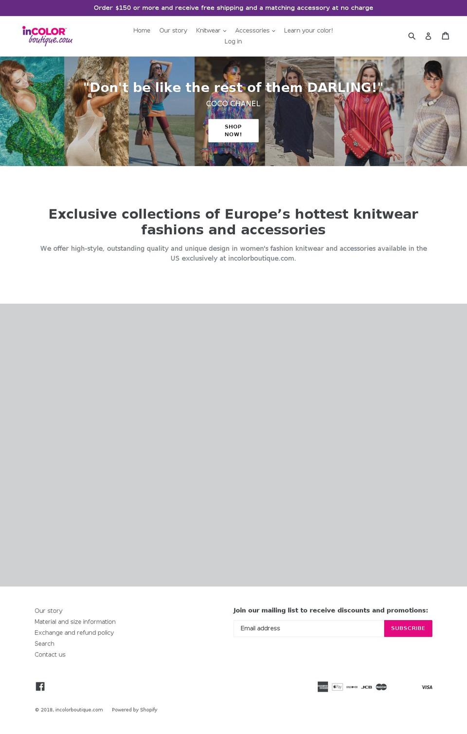 incolorboutique.com — Shopify storefront screenshot