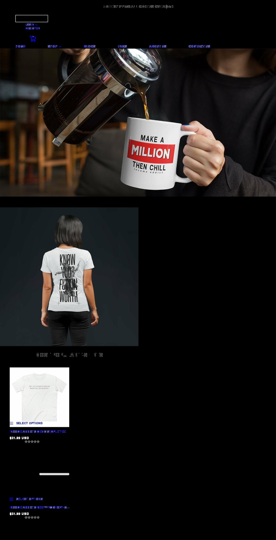 incomeaddict.shop shopify website screenshot