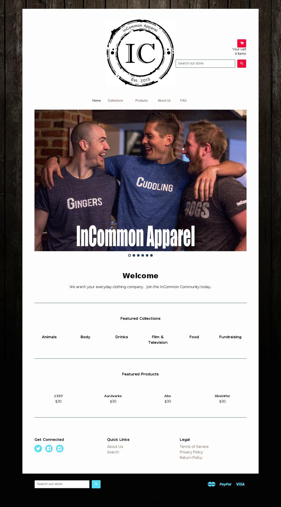 incommonapparel.com shopify website screenshot