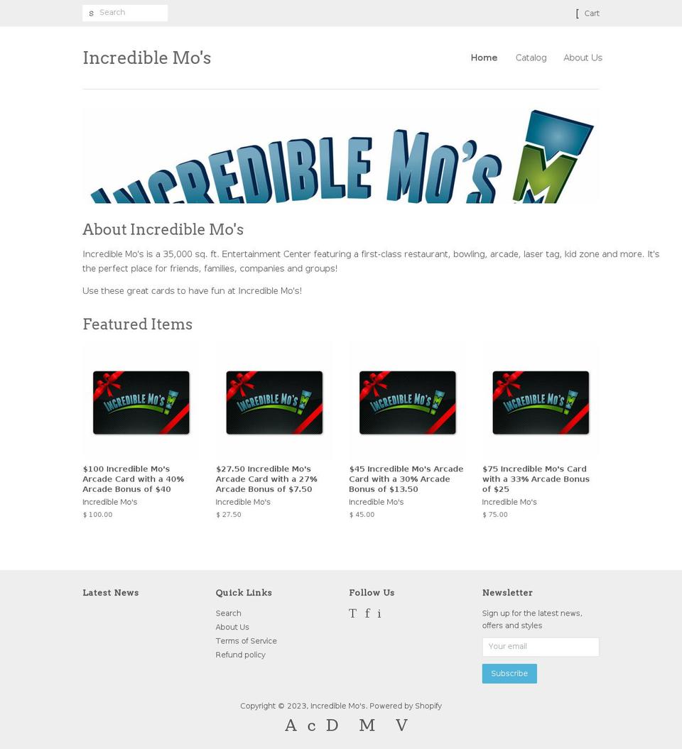 incredible-mos.myshopify.com shopify website screenshot