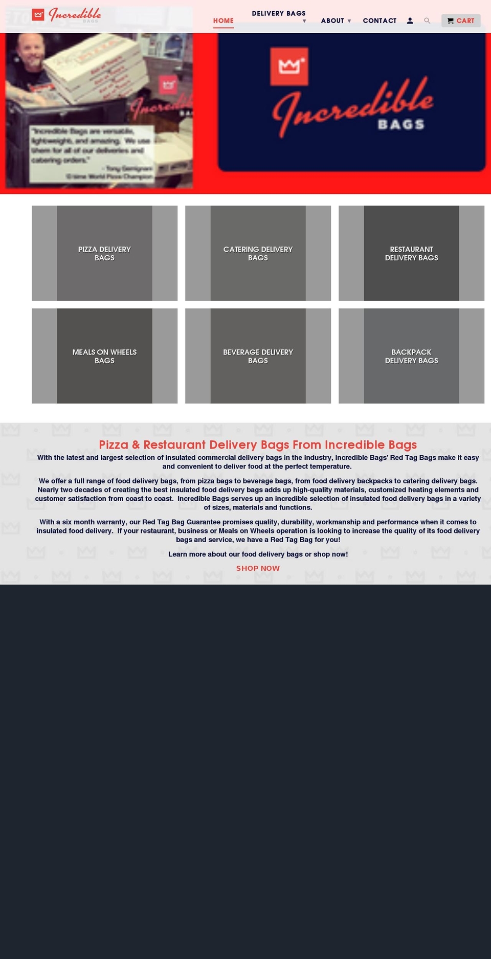 incrediblebags.com shopify website screenshot