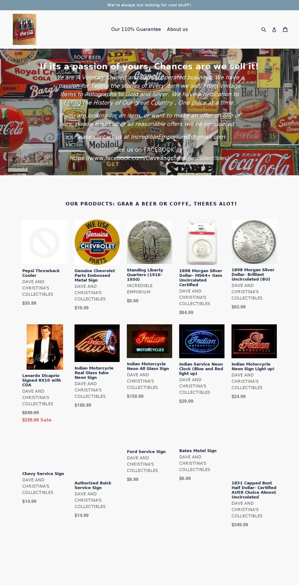 incredibleemporium.com — Shopify storefront screenshot