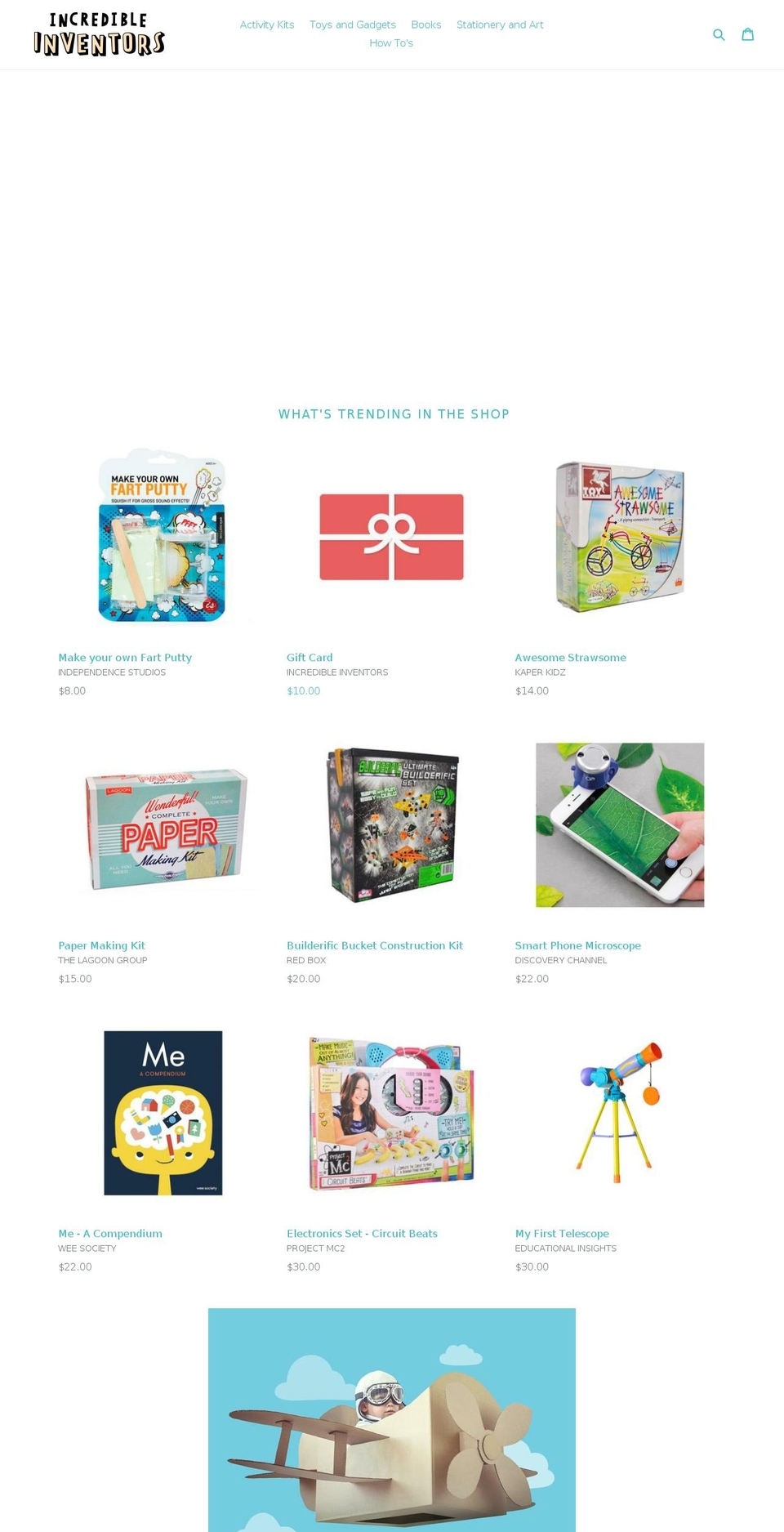 incredibleinventors.com shopify website screenshot