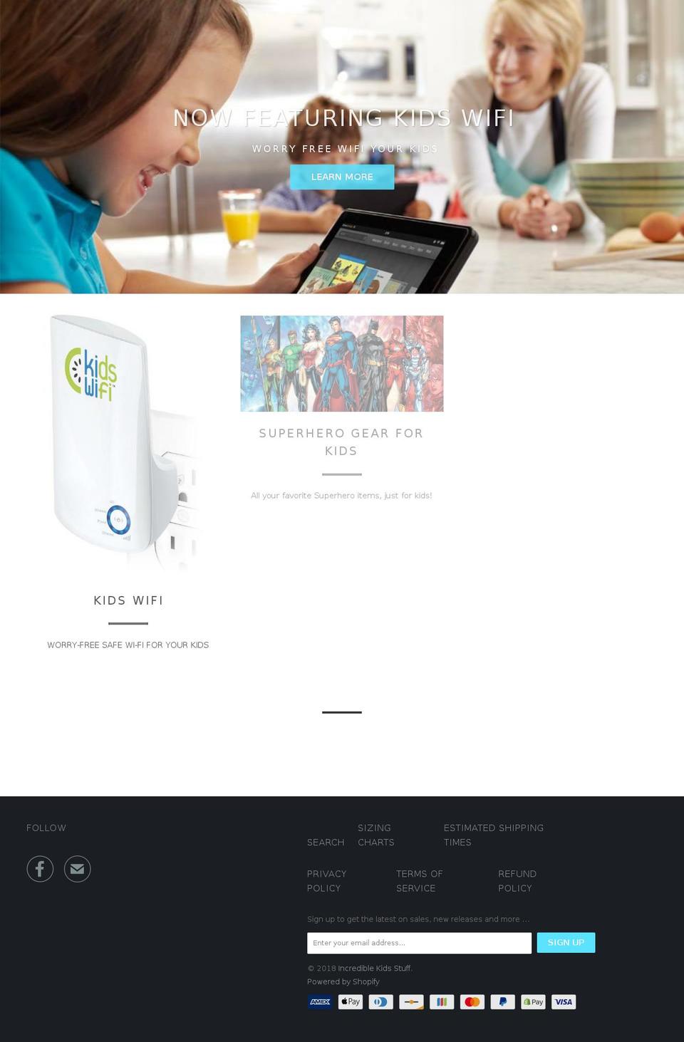 incrediblekidsstuff.com — Shopify storefront screenshot