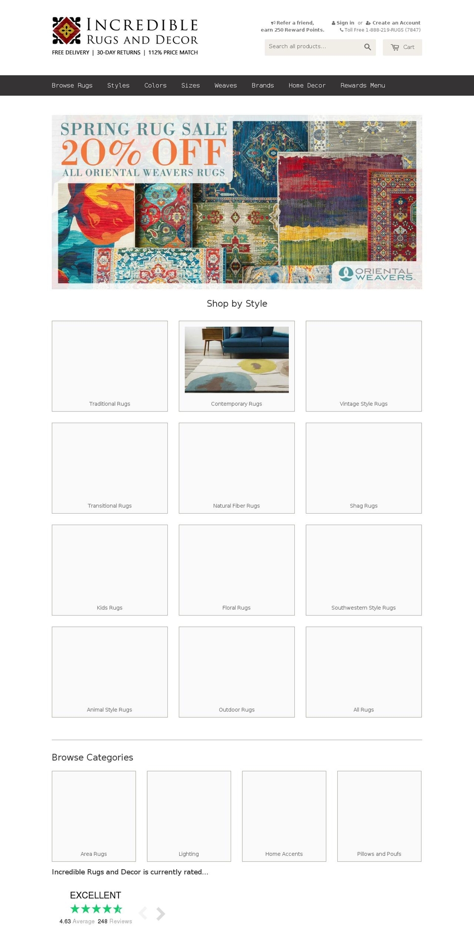 incrediblerugs.com shopify website screenshot