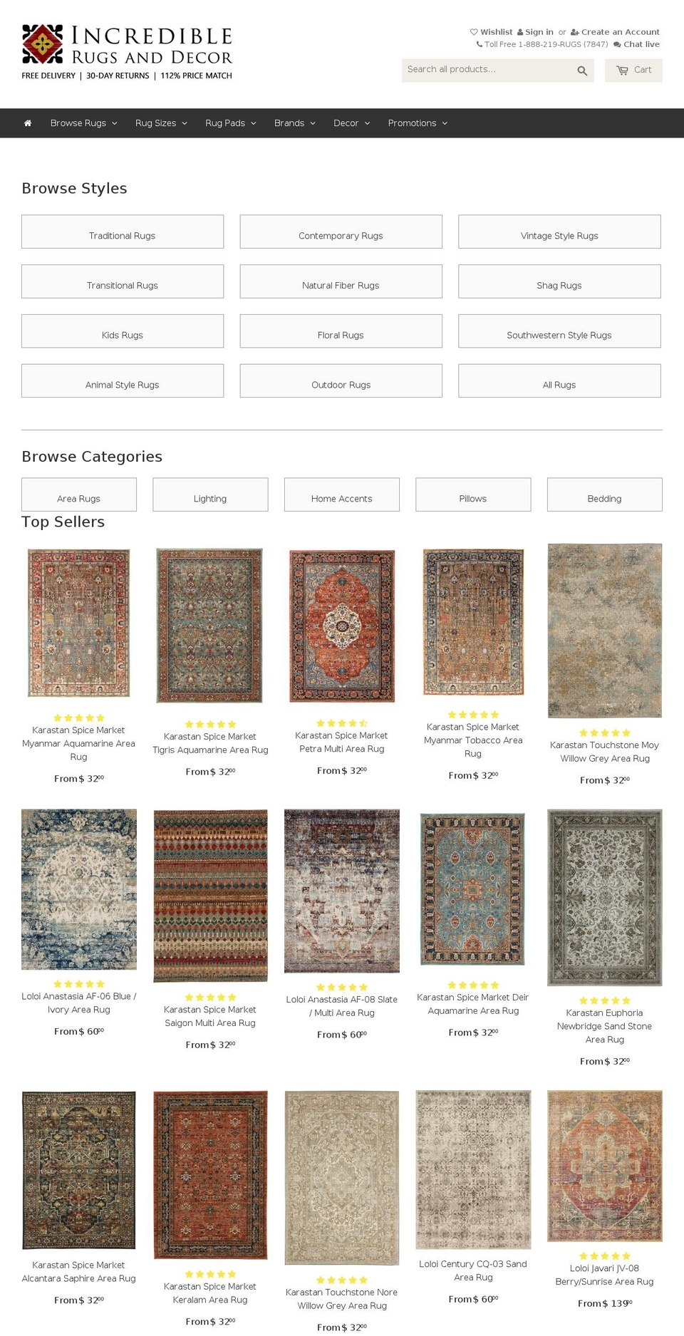 Endless Search Results Shopify theme site example incrediblerugsanddecor.com