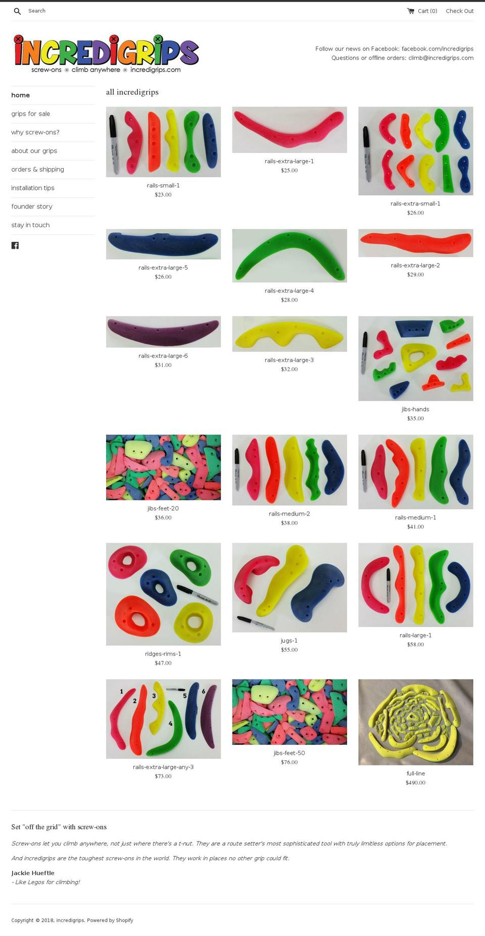 incredigrips.com — Shopify storefront screenshot