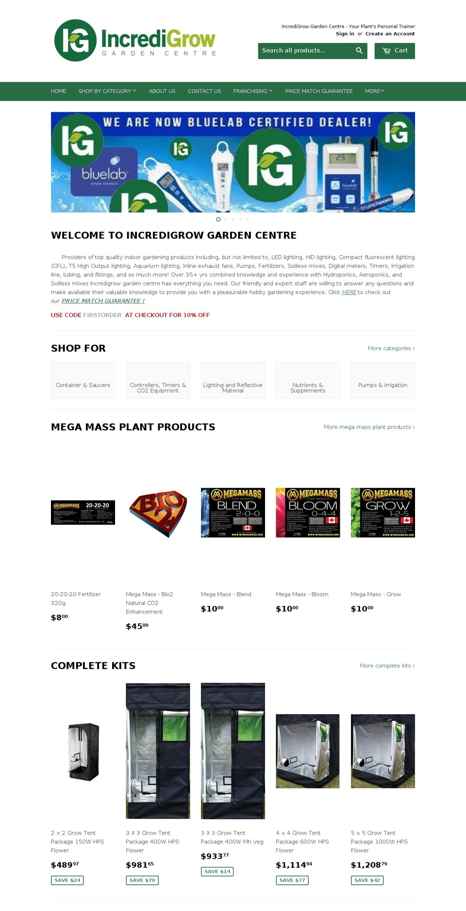incredigrow.com shopify website screenshot