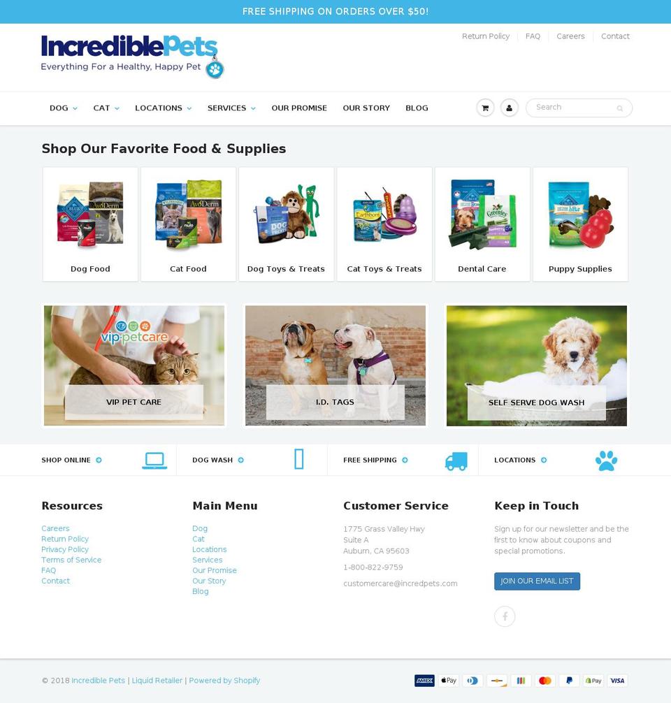 incredpets.com shopify website screenshot