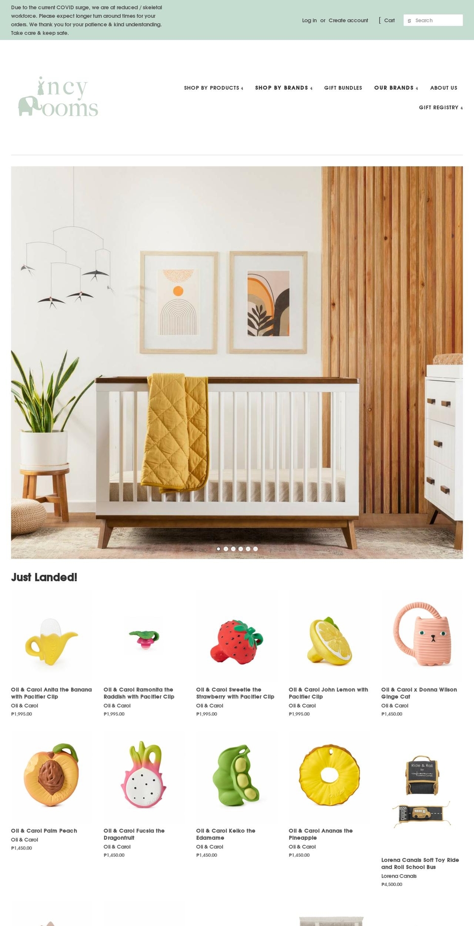 incyrooms.com shopify website screenshot