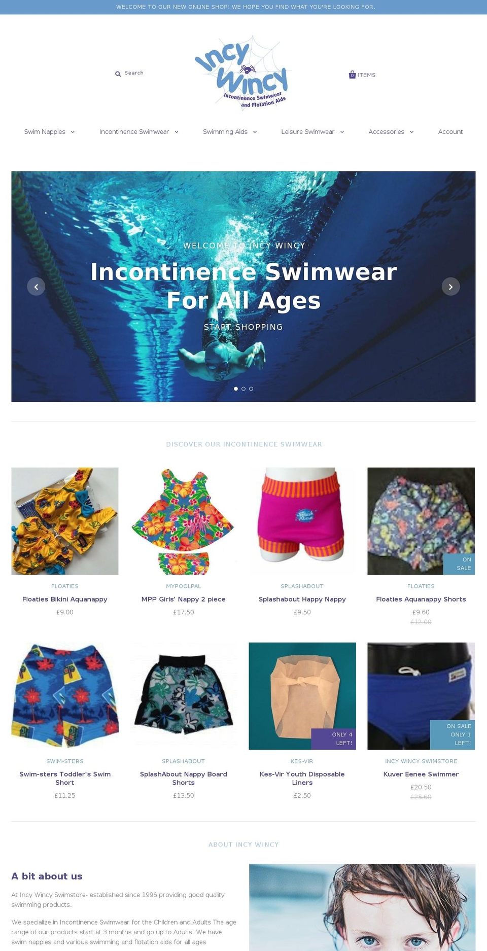 incywincy.net shopify website screenshot