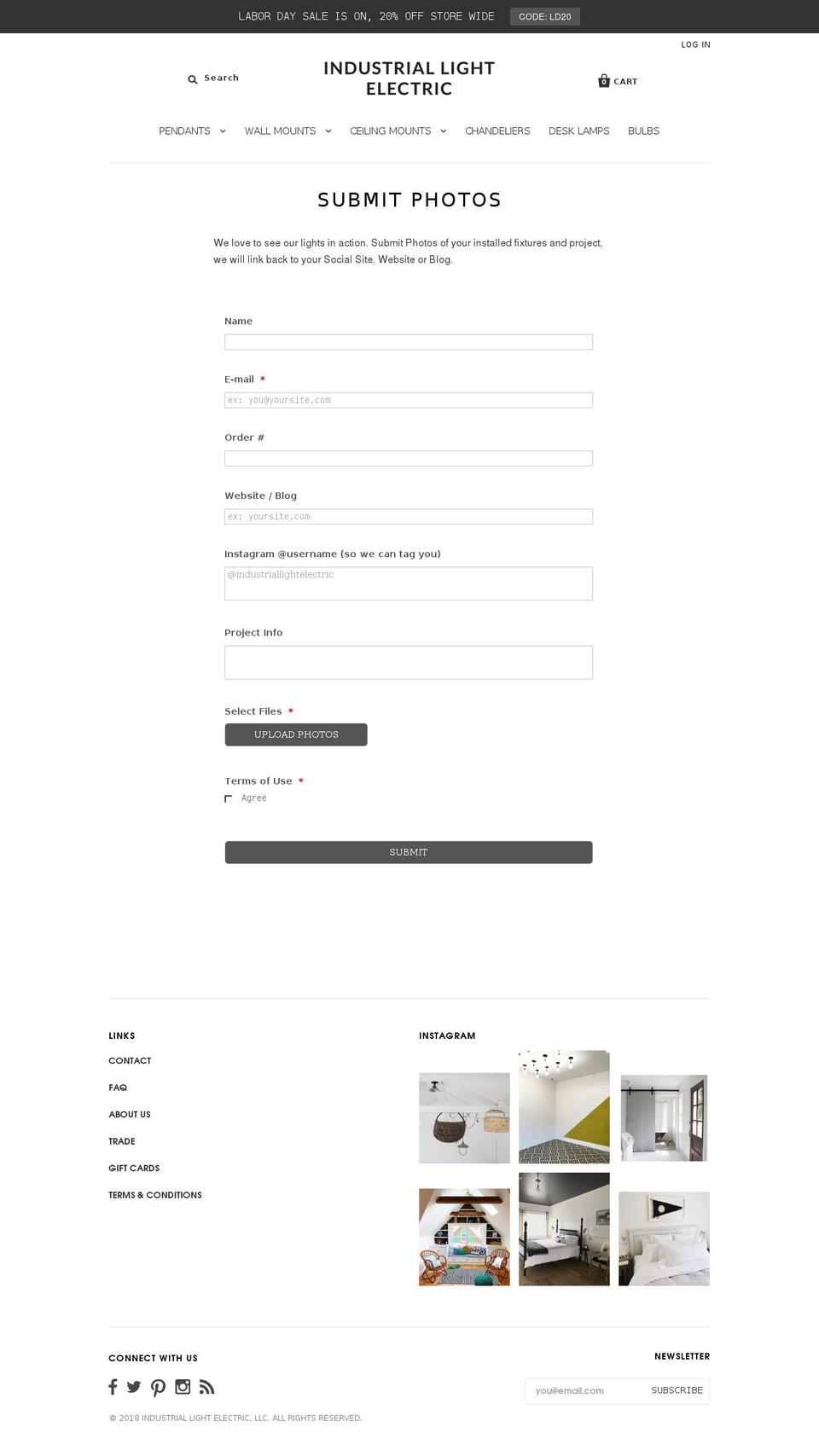 ind.lighting shopify website screenshot