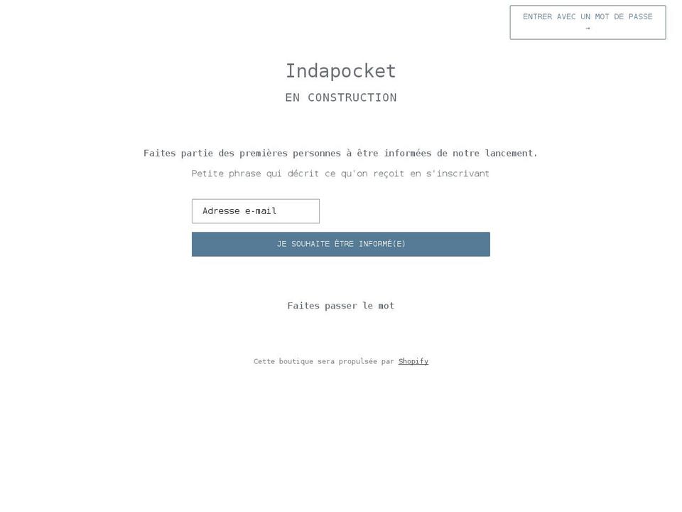 indapocket.com shopify website screenshot