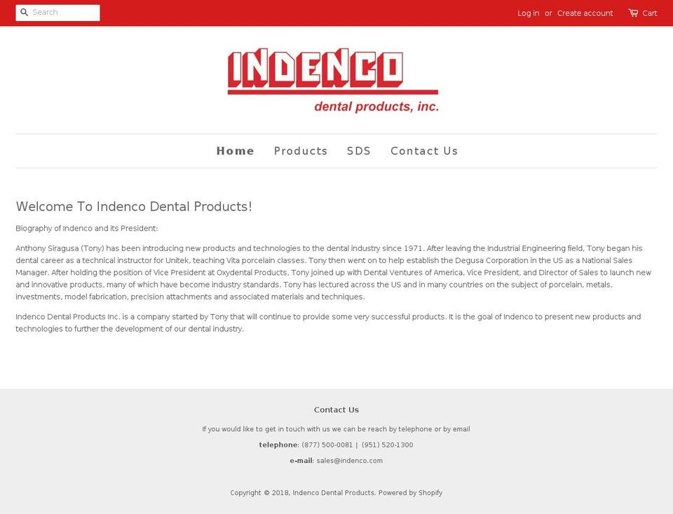 indenco.com shopify website screenshot