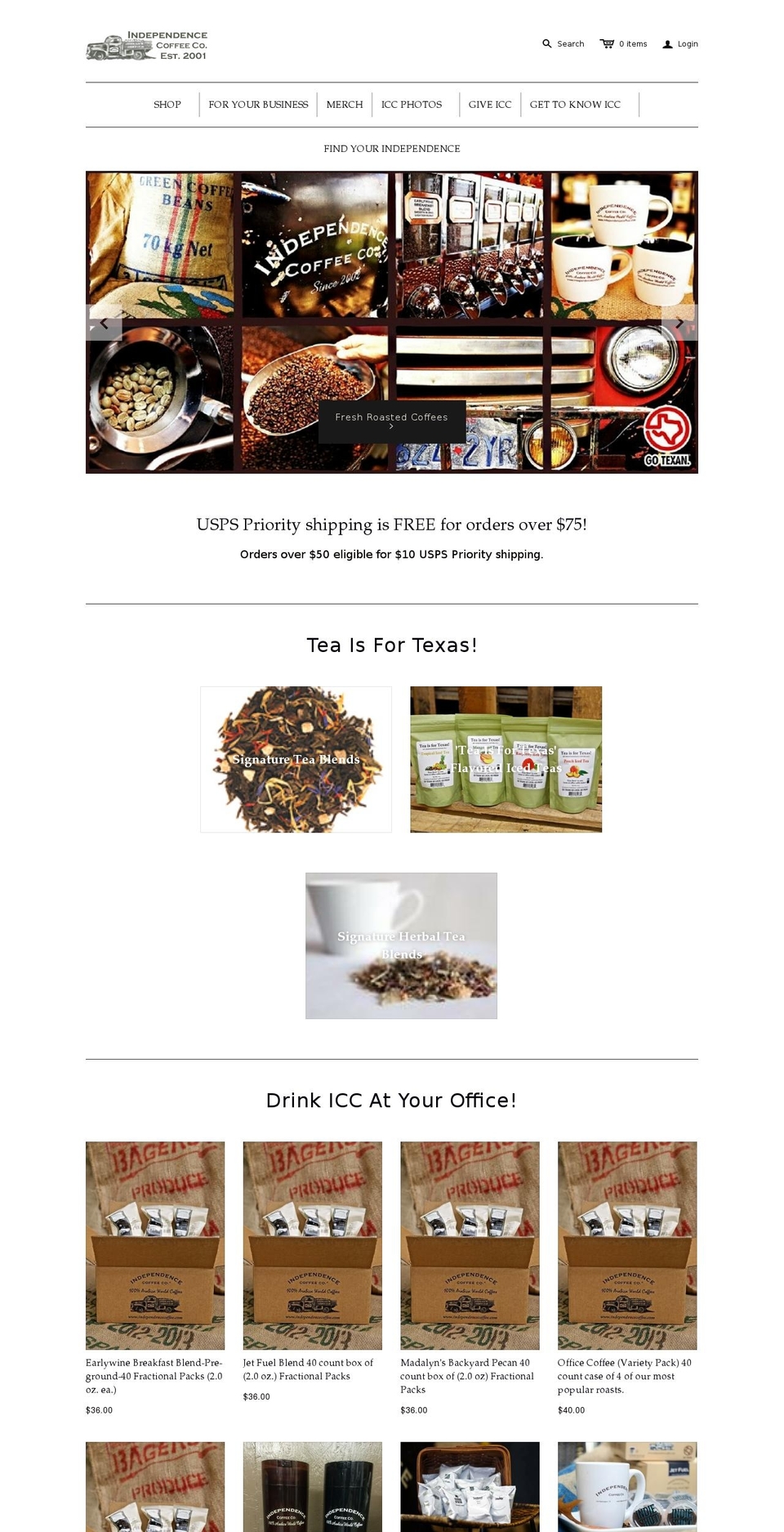 independencecoffee.com shopify website screenshot