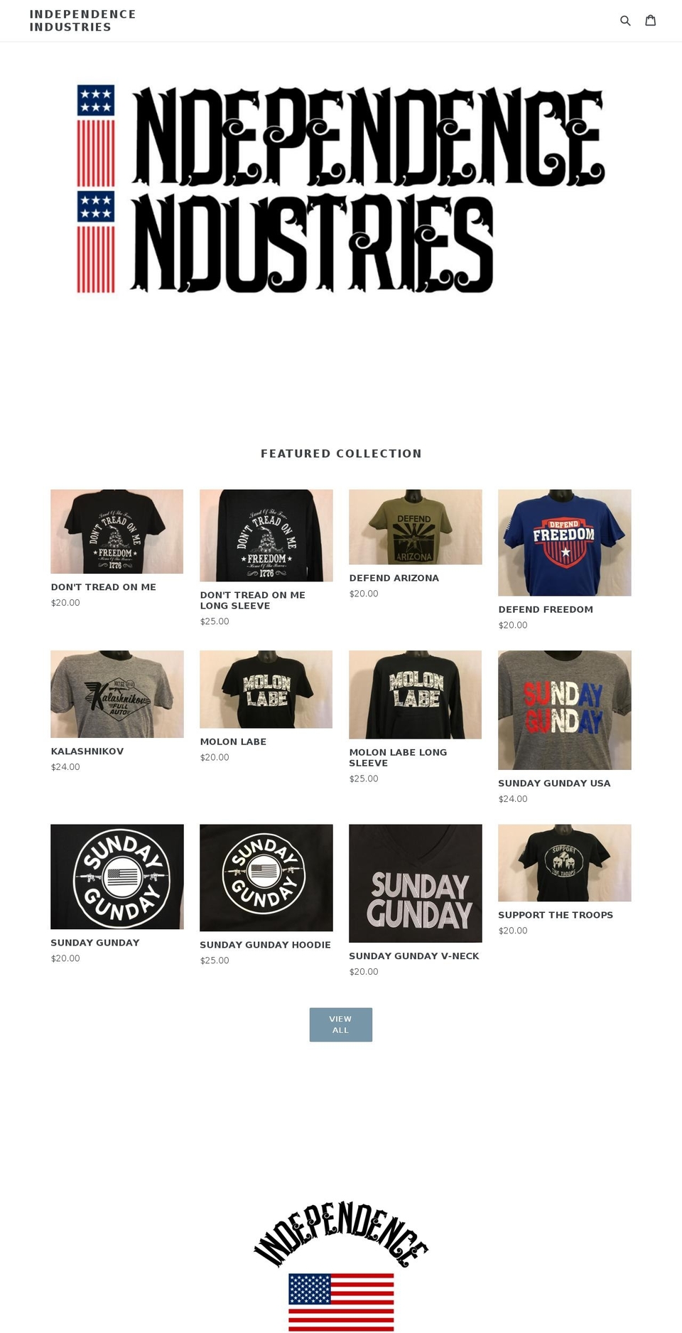 independenceindustries.com shopify website screenshot